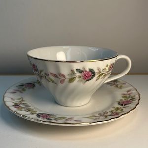Vintage Creative Fine China Regency Rose Teacup and Saucer Set